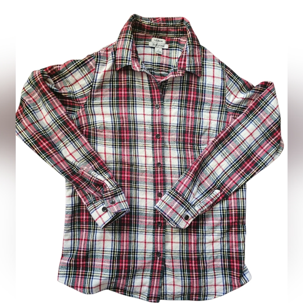 L.L. Bean Stewart Plaid Flannel Shirt Size S Holiday Classic